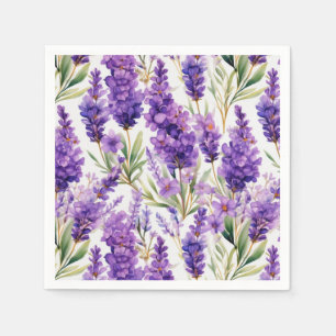 Elegant Watercolor Lavender Flowers  Napkin