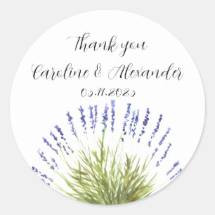Elegant Watercolor Lavender Herbs Floral Wedding C Classic Round Sticker