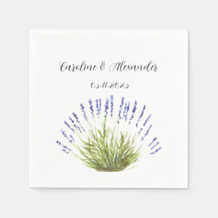 Elegant Watercolor Lavender Herbs Floral Wedding N Napkin