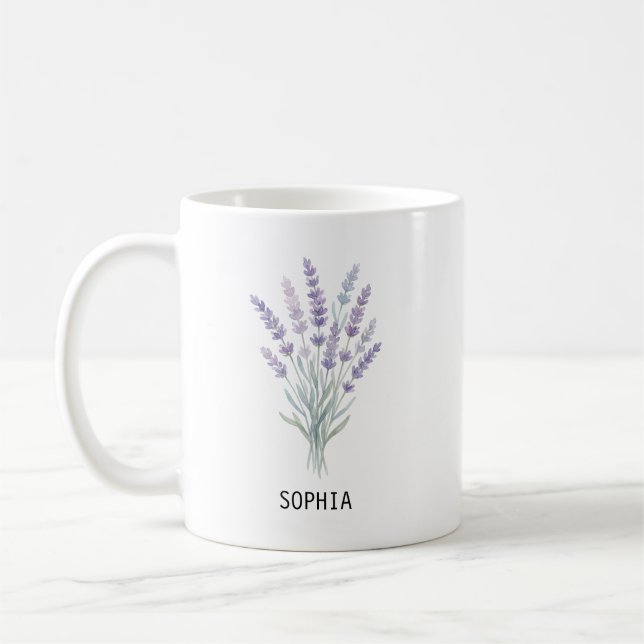 Elegant Watercolor Lavender Mug (Left)
