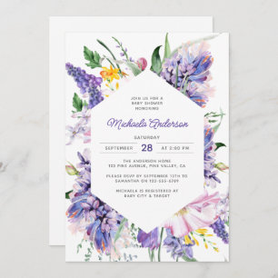Elegant Watercolor Lavender Purple Baby Shower Invitation