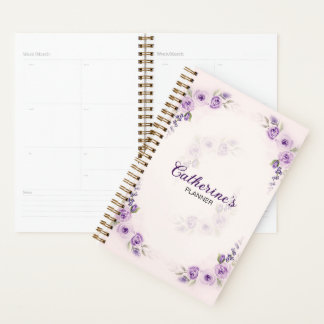 Elegant Watercolor Lavender Rose Planner