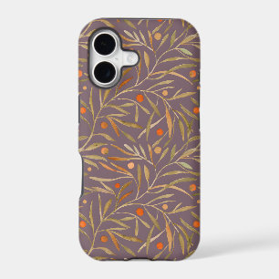 Elegant Watercolor Leaf Pattern Purple Background