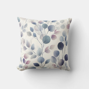 Elegant Watercolor Leaf Soft Pastel Botanical Art Cushion