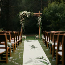 Elegant Watercolor Leaf Wedding Aisle Runner