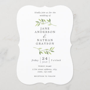 Elegant Watercolor Leaf Wedding Invitation