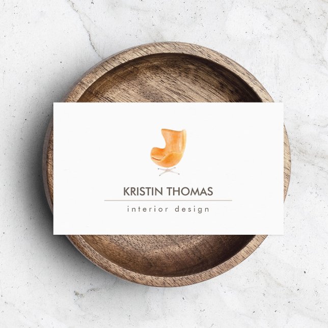 Elegant Watercolor Leather Chair Interior Designer Business Card (Creator Uploaded)
