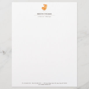 Elegant Watercolor Leather Chair Interior Designer Custom Letterhead