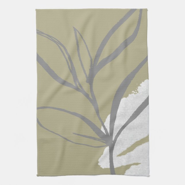 Elegant Watercolor Leaves Tea Towel (Vertical)