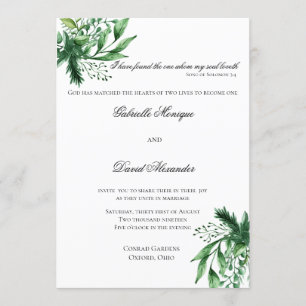 Elegant Watercolor Leaves Wedding Invitation