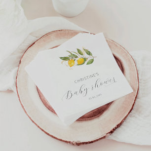 Elegant Watercolor Lemon Baby Shower Napkin