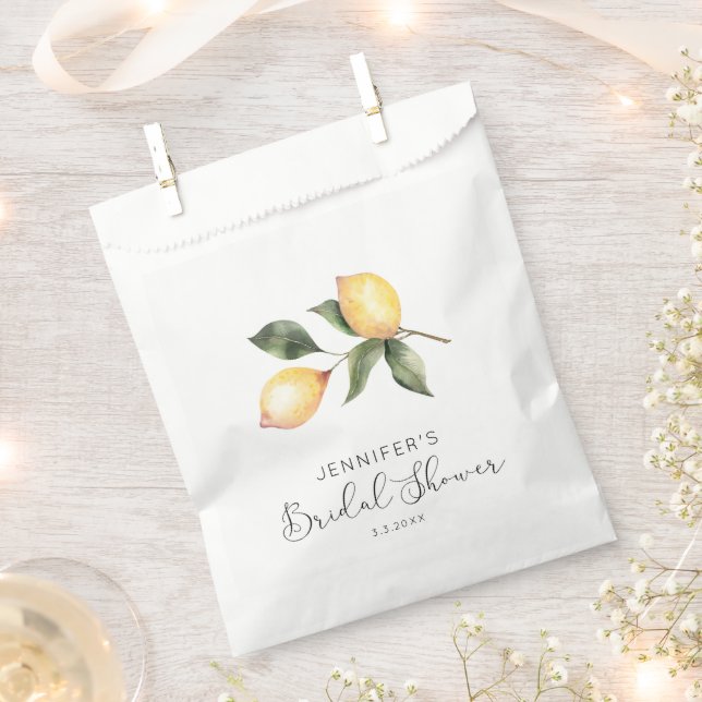 Elegant watercolor lemon bridal shower  favour bags (Clipped)