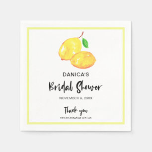 Elegant watercolor lemon bridal shower minimalist napkin