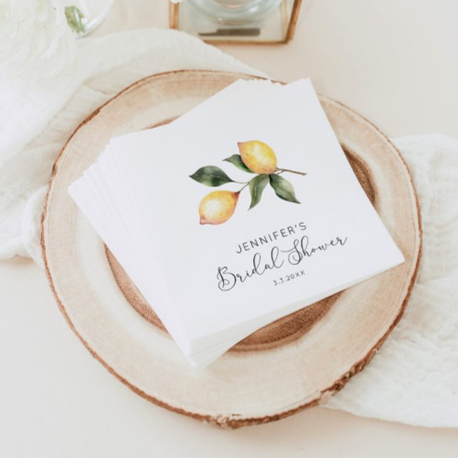 Elegant watercolor lemon bridal shower napkin (Creator Uploaded)