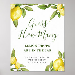 Elegant Watercolor Lemon Bridal Shower Poster