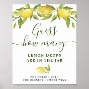 Elegant Watercolor Lemon Bridal Shower Poster