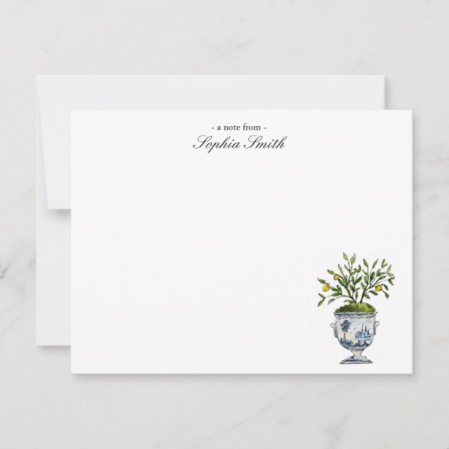 Elegant Watercolor lemon tree topiary Thank You Card (Front)