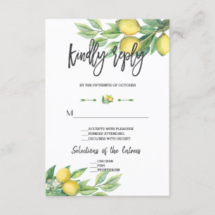 Elegant Watercolor Lemon Wedding Handwriting RSVP