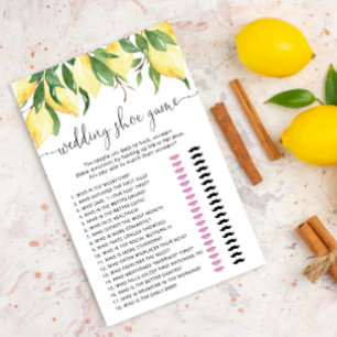 Elegant Watercolor Lemon Wedding Shoe Game Card