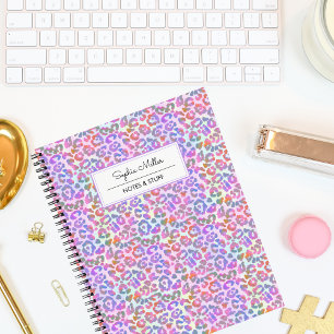 Elegant Watercolor Leopard Skin Pattern Monogram Notebook
