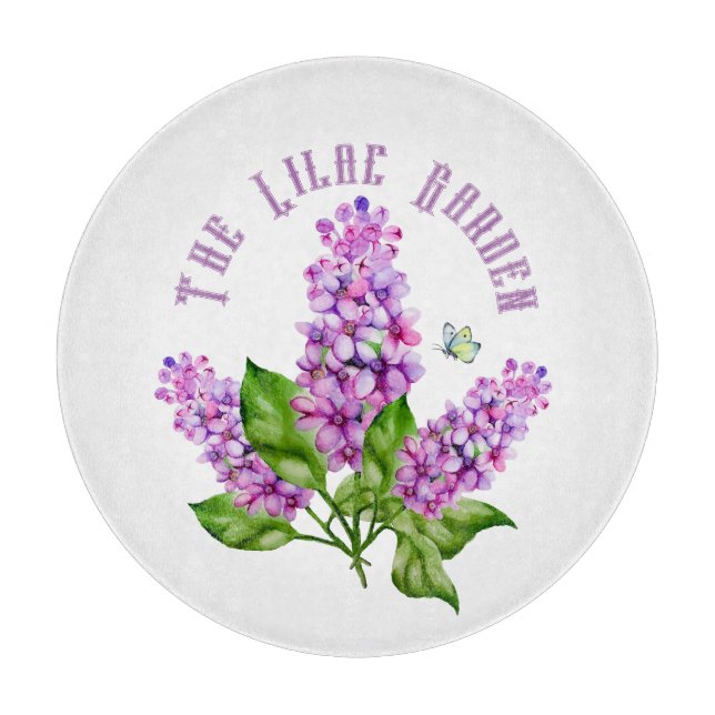 Elegant watercolor lilac branch cutting board (Front)