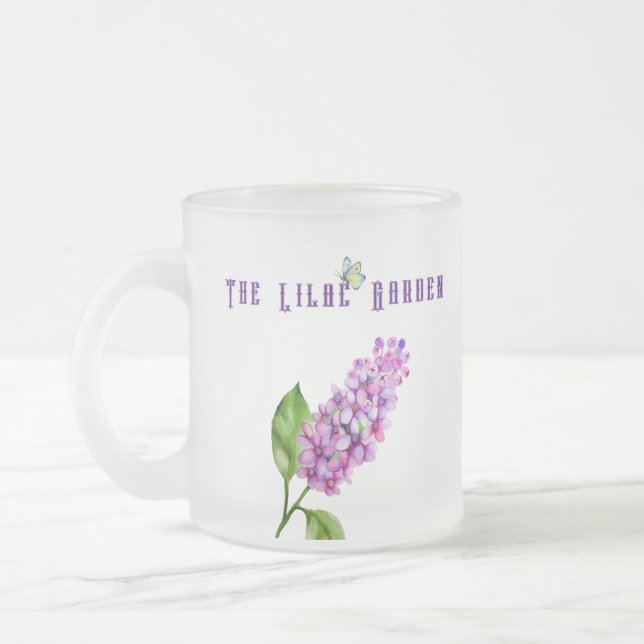 Elegant watercolor lilac branch frosted glass coffee mug (Left)