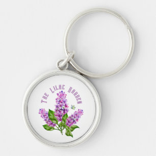 Elegant watercolor lilac branch key ring