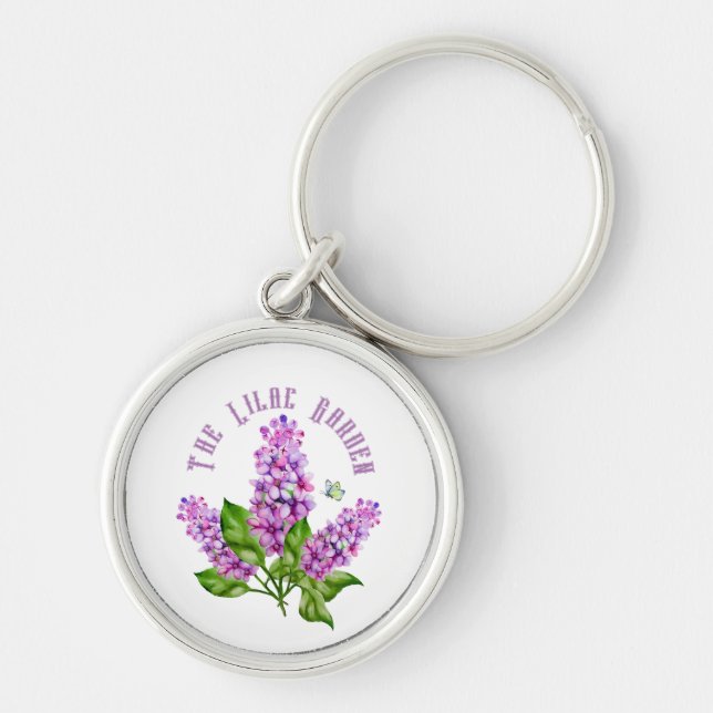 Elegant watercolor lilac branch key ring (Front)