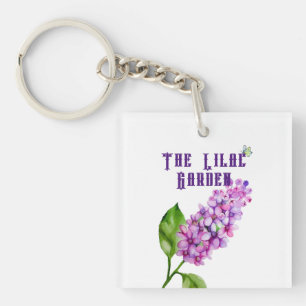 Elegant watercolor lilac branch key ring