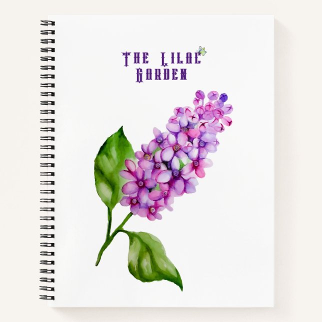 Elegant watercolor lilac branch notebook (Front)