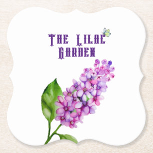 Elegant watercolor lilac branch paper coaster