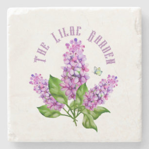 Elegant watercolor lilac branch stone coaster