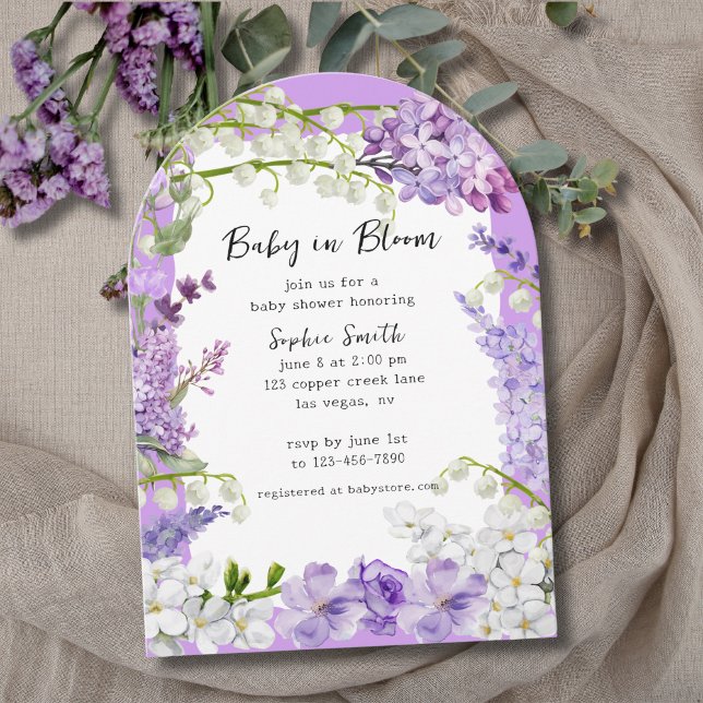 Elegant Watercolor Lilac Florals Baby Shower Invitation (Creator Uploaded)