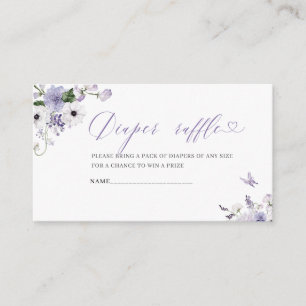 Elegant Watercolor lilac flowers baby shower diape Enclosure Card