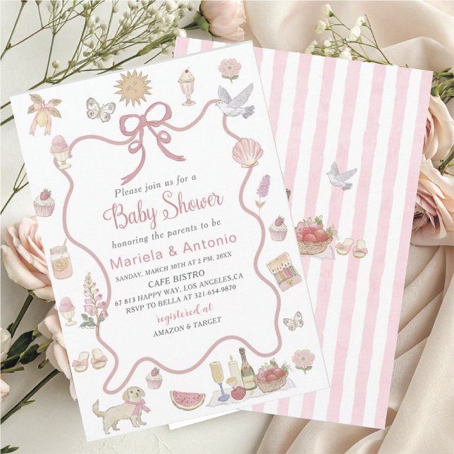 Elegant  Watercolor Lilac flowers Baby Shower Invi Invitation (Creator Uploaded)