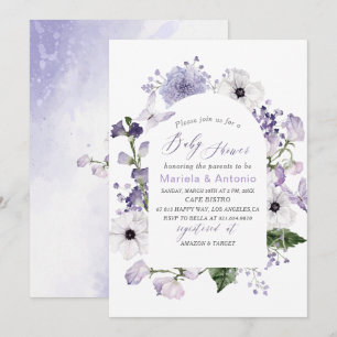 Elegant  Watercolor Lilac flowers Baby Shower Invitation