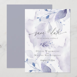 Elegant Watercolor Lilac Foliage Save the Date Invitation
