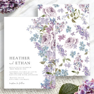 Elegant Watercolor Lilac Wedding Invitation