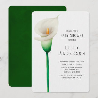 Elegant Watercolor Lilly Baby Shower Invitation