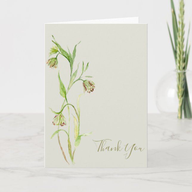 Elegant Watercolor Lily Thank You Card (Front)