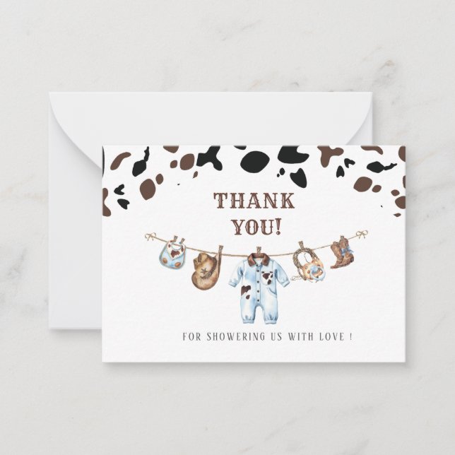 Elegant Watercolor Little cowboy Rodeo Country Bab Card (Front)