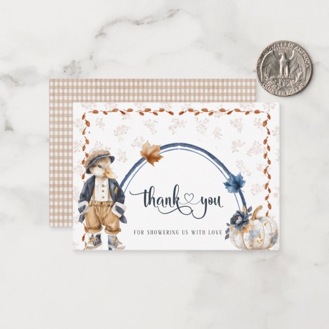 Elegant Watercolor Little pumpkin Baby shower Card (Front/Back In Situ)
