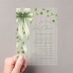 Elegant Watercolor little shamrockst Patrics Baby  Acrylic Invitations
