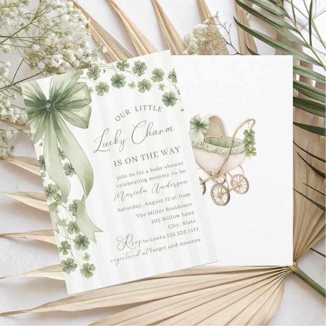 Elegant Watercolor little shamrockst Patrics Baby  Invitation (Creator Uploaded)