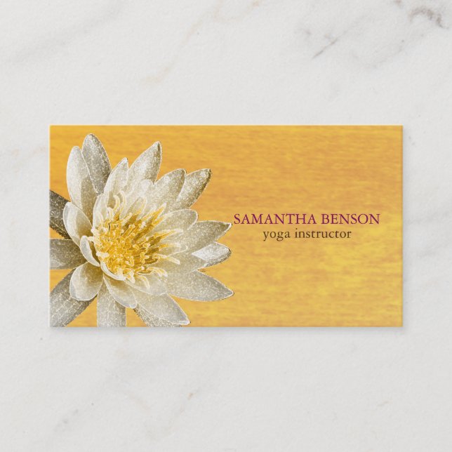 Elegant Watercolor Lotus Flower  Meditation Yoga Business Card (Front)