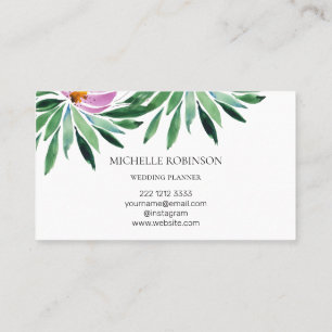 Elegant Watercolor Lotus Flower Professional Business Card