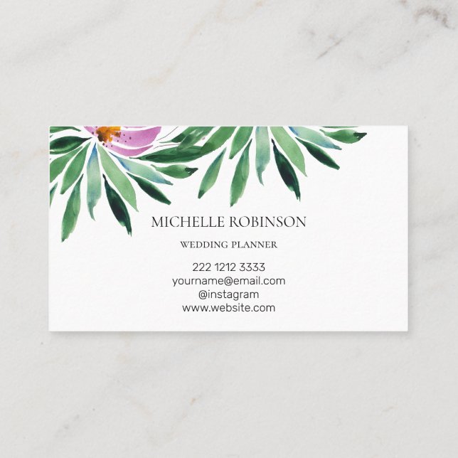 Elegant Watercolor Lotus Flower Professional Business Card (Back)