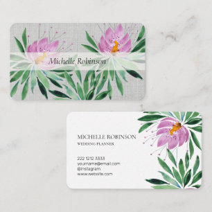 Elegant Watercolor Lotus Flower Professional Business Card