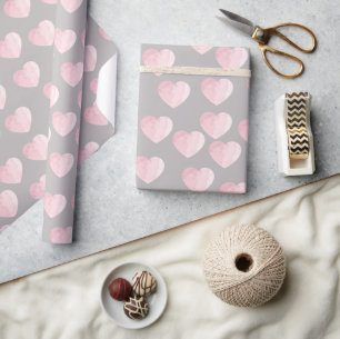 elegant watercolor love heart wrapping paper