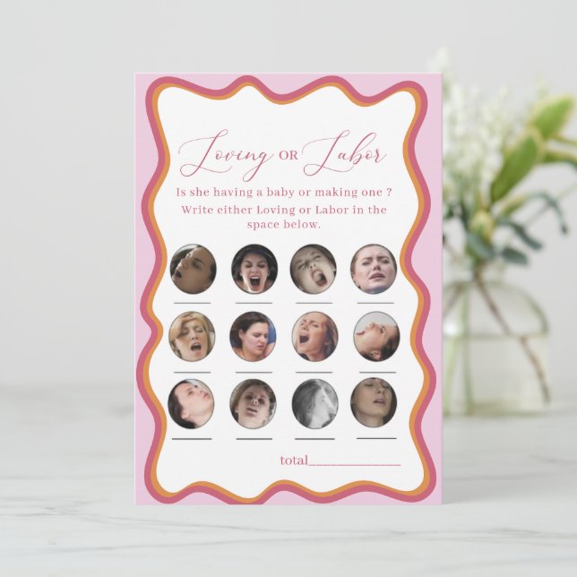 Elegant Watercolor Loving or Labour Game Invitatio Invitation (Standing Front)